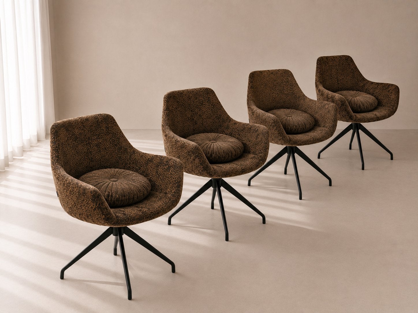 4 X RIVERDALE KUIPSTOELEN | BRUIN DESIGN | COMFORT & STIJL, Huis en Inrichting, Stoelen, Ophalen of Verzenden, Zo goed als nieuw