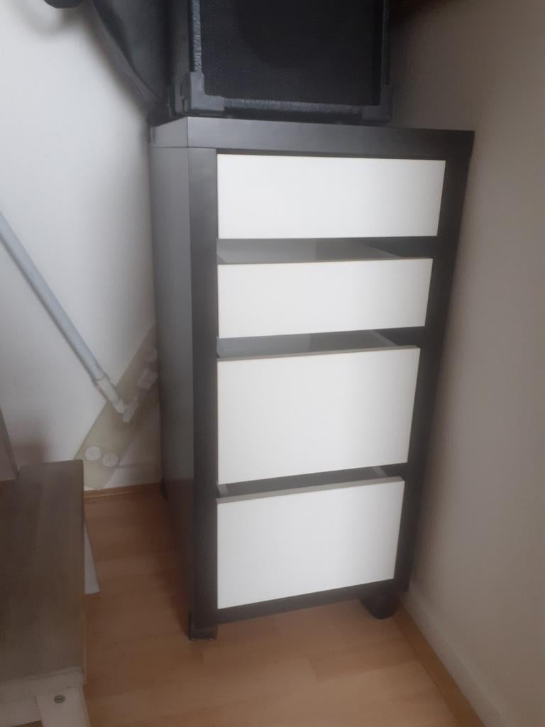 Ikea Micke ladeblok op wielen - Donkerbruin/Wit, Huis en Inrichting, Kasten | Ladekasten, Ophalen, Minder dan 50 cm, Gebruikt