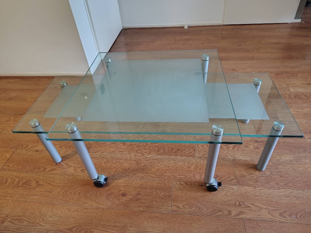 Glazen salontafel set van 2, Ophalen, Gebruikt, 100 tot 150 cm, 50 tot 100 cm