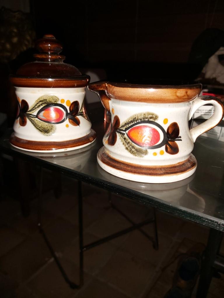 Vintage Bernau SMF Schramberg Suikerpot en Melkkan, Antiek en Kunst, Antiek | Keramiek en Aardewerk, Ophalen of Verzenden