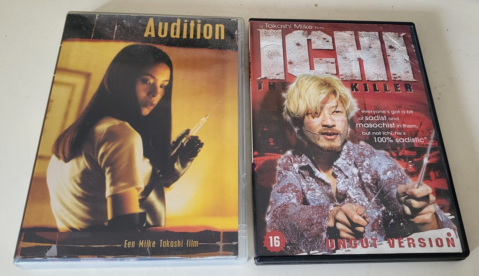 3 Takashi Miike DVD's: Audition, Ichi the Killer,, Cd's en Dvd's, Vanaf 16 jaar, Ophalen, Zo goed als nieuw