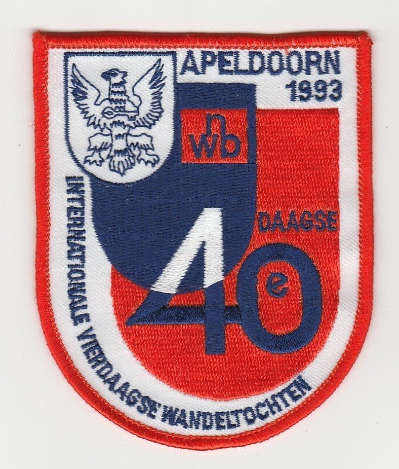 Stoffen patch / embleem Apeldoorn 40e Vierdaagse 1993, Ophalen of Verzenden, Zo goed als nieuw, Overige typen
