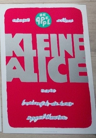 Vintage Theaterposter 'Kleine Alice' - De Appel Theater, Rechthoekig Staand, Ophalen of Verzenden, Zo goed als nieuw, A1 t/m A3