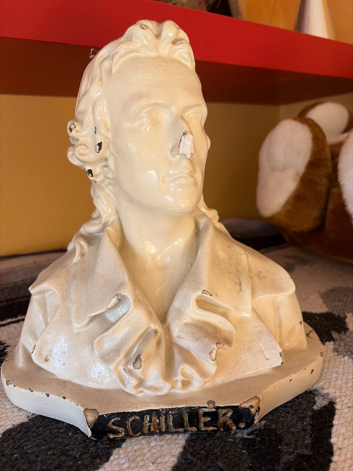 Antieke Buste van Schiller - Gipsen Beeld, Gips, Buste, Ophalen of Verzenden, Wit