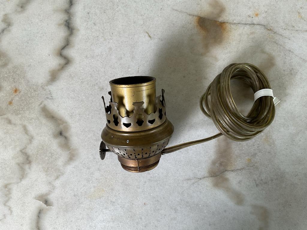 Vintage olielamp brander met snoer, Ophalen of Verzenden