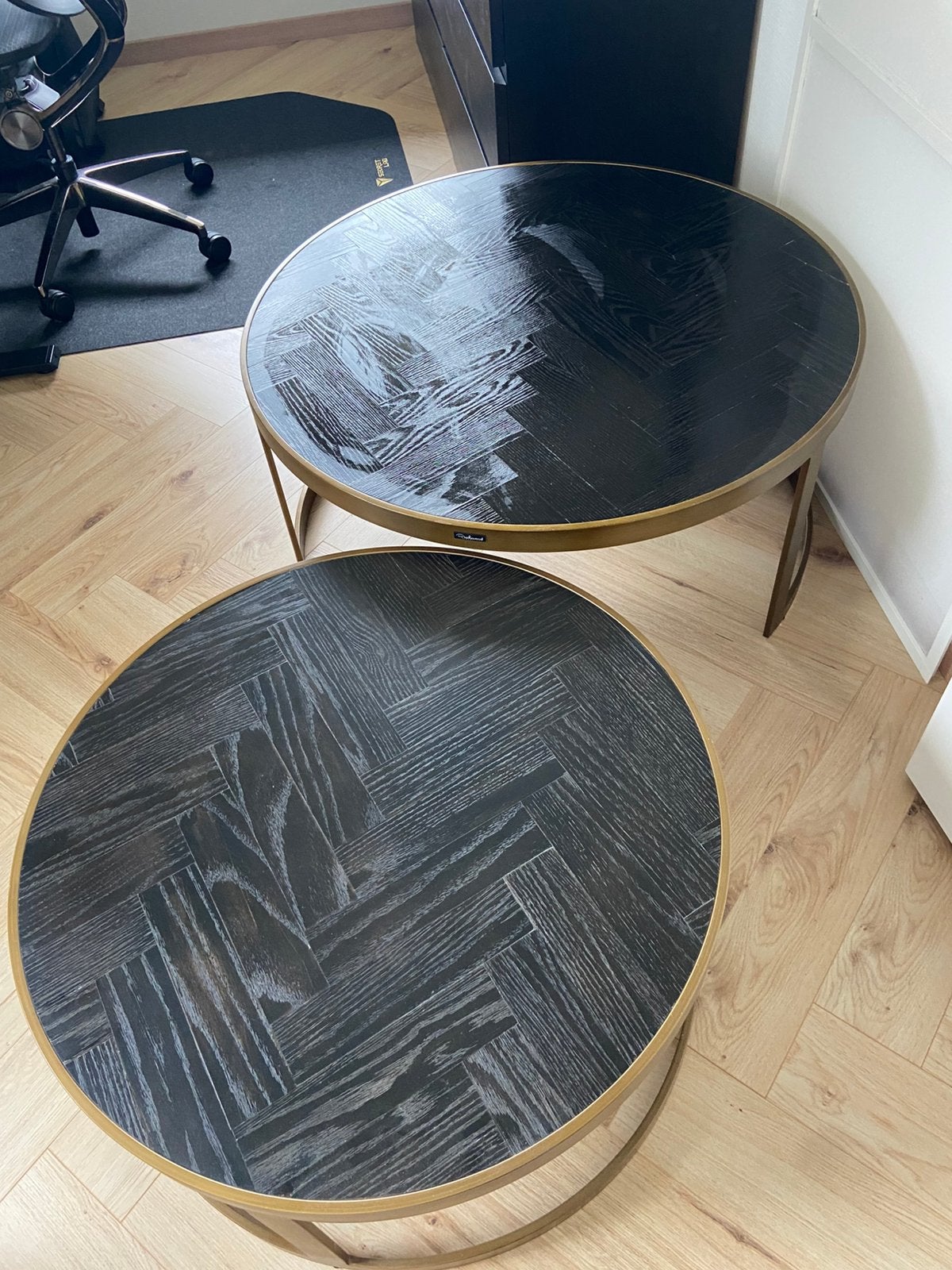 Richmond salontafels 2st blackbone visgraat, Ophalen, Zo goed als nieuw, Rond, 50 tot 100 cm