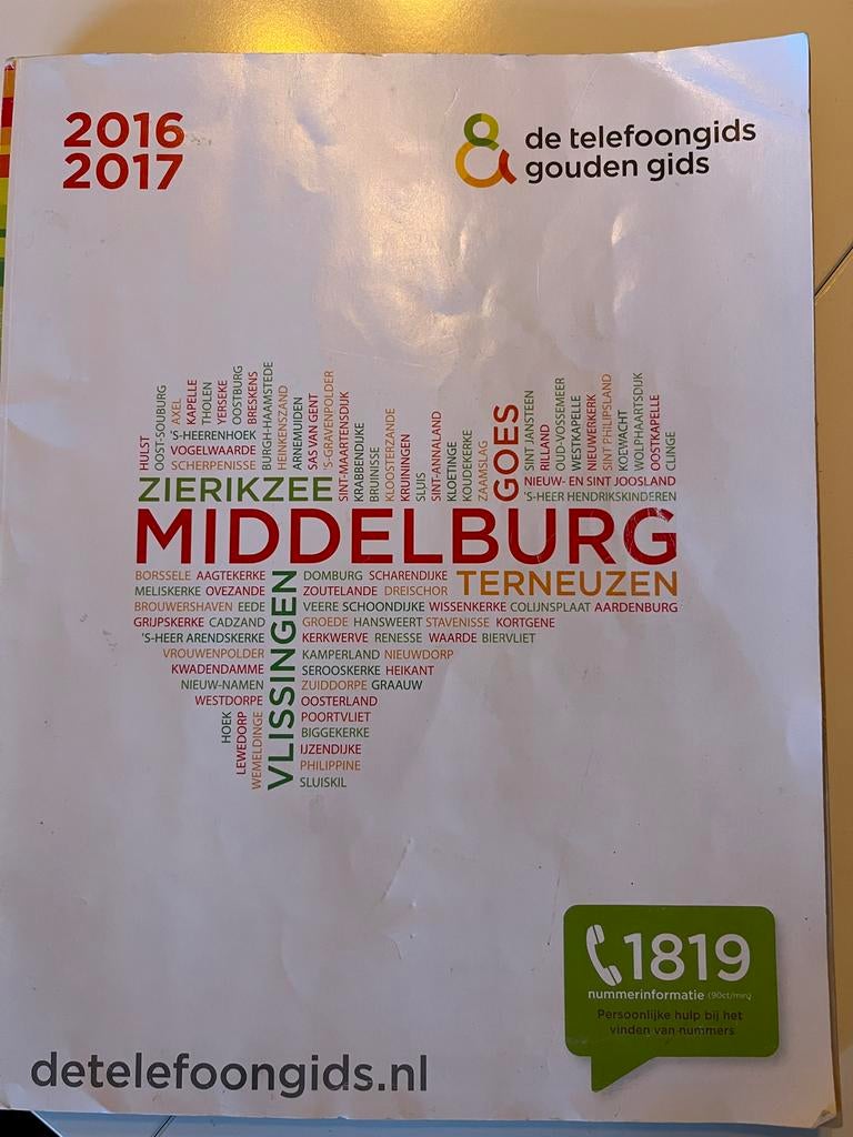 Telefoongids 2016/2017 regio Zeeland, Boeken, Ophalen of Verzenden, Gelezen, Overige typen