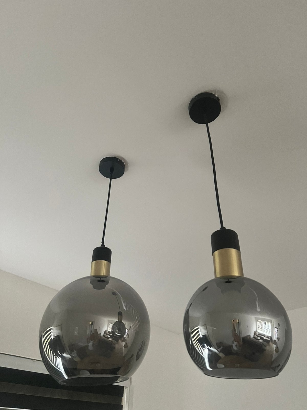 3 glazen bollen hanglampen, Ophalen, Zo goed als nieuw
