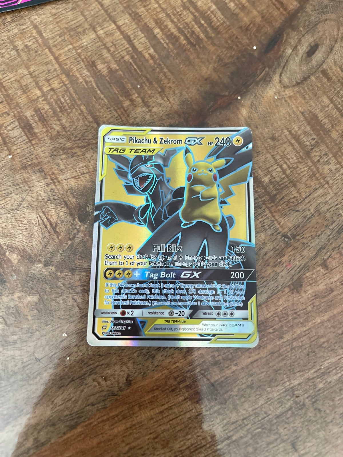 Pikachu & Zekrom GX Tag Team Pokémon Kaart (Foil), Hobby en Vrije tijd, Ophalen, Zo goed als nieuw, Losse kaart, Foil