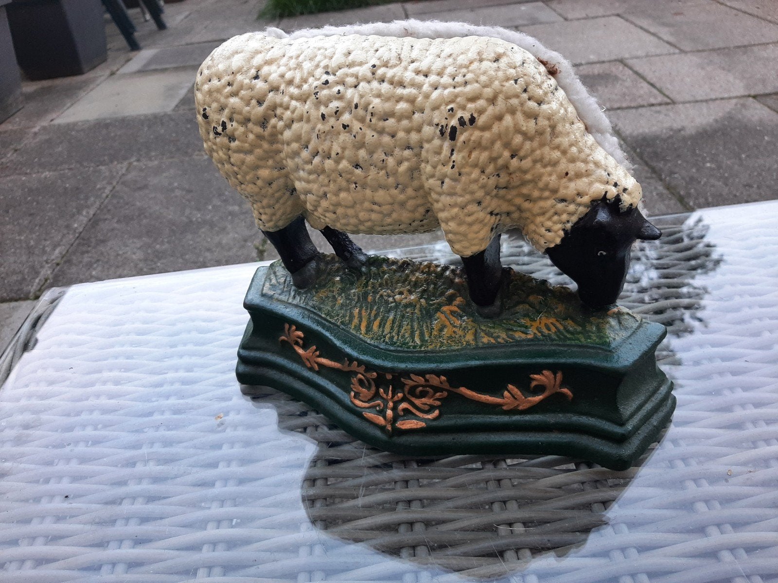 vintage gietijzeren schaap deurstoppersculptuur, Ophalen of Verzenden
