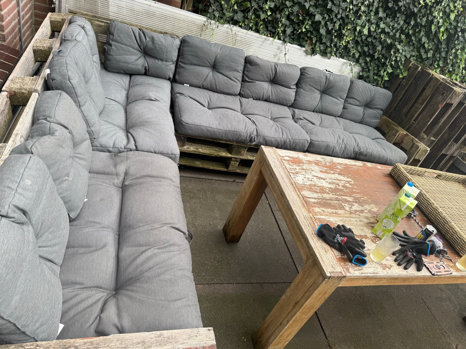 Pallet bank eventueel met kussens ter overname, Ophalen, Gebruikt, Hout