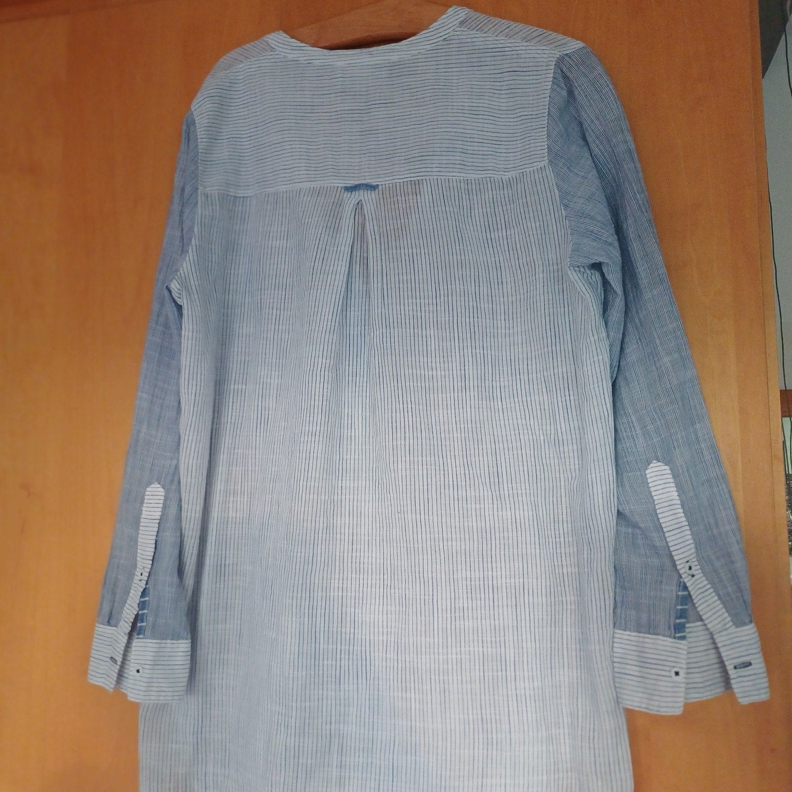 Lichtblauwe gestreepte tuniekblouse katoen maat 42, Blauw, Maat 42/44 (L), Ophalen of Verzenden, Zo goed als nieuw