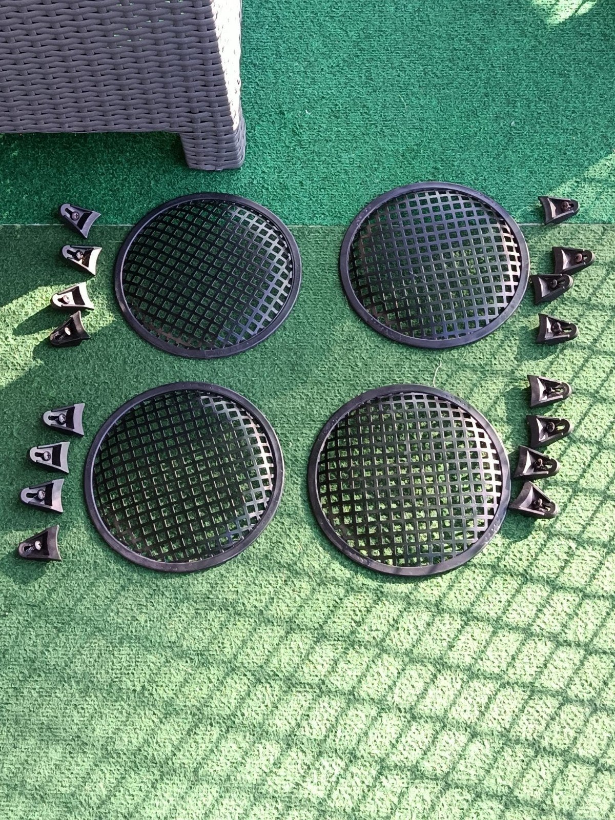 2x 8 inch 6.5 Ohm speakers met 4 grilles, Stereo speakers, 120 tot 150 watt, Zo goed als nieuw, Ophalen