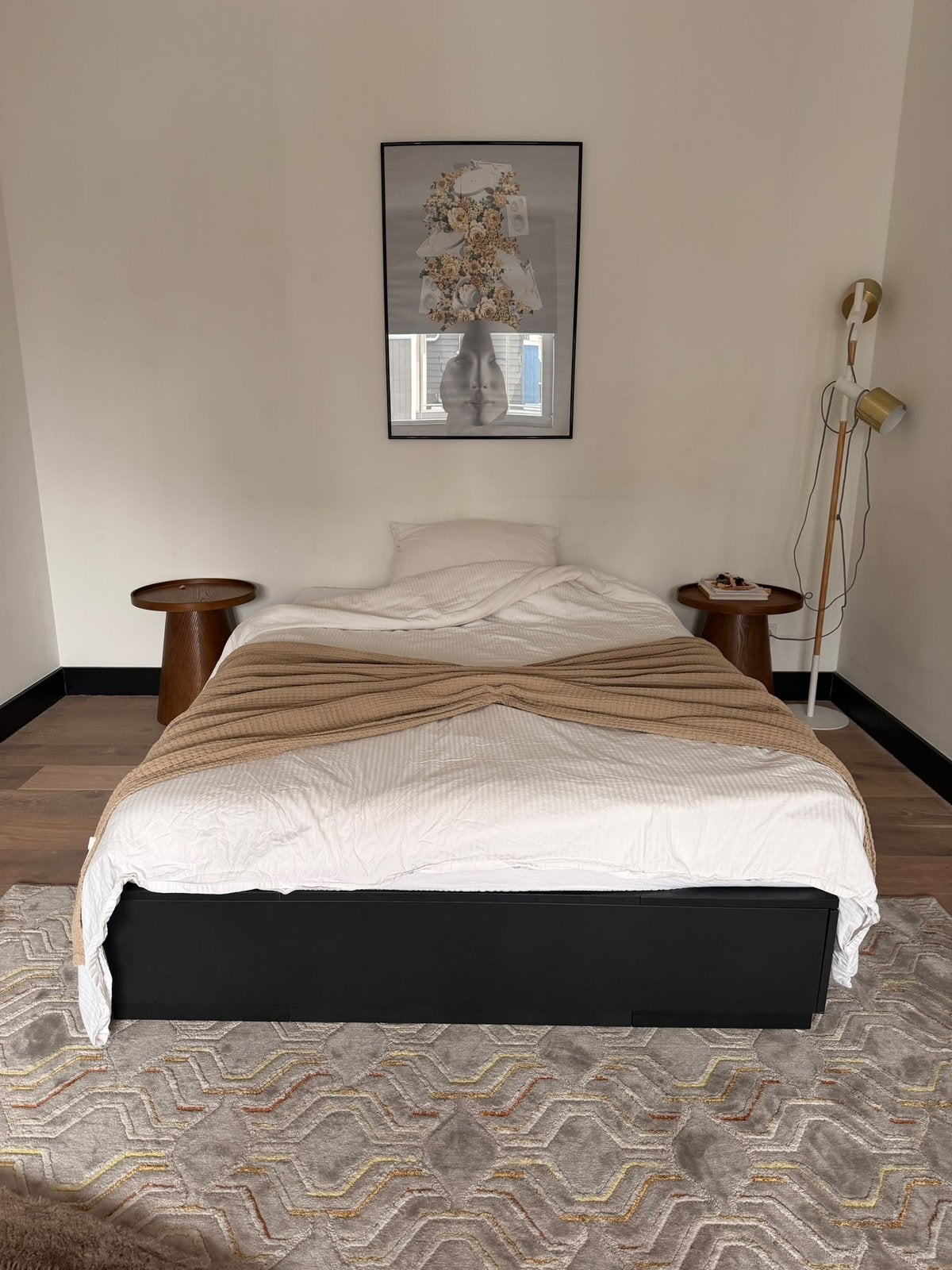 Bed 140 x 200 cm met lattenbodem en opberglades, Ophalen, Zwart, Zo goed als nieuw, Twijfelaar
