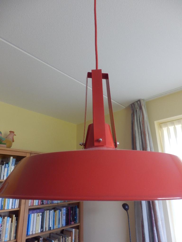 hanglamp rood, Ophalen of Verzenden, Gebruikt, Metaal, Minder dan 50 cm