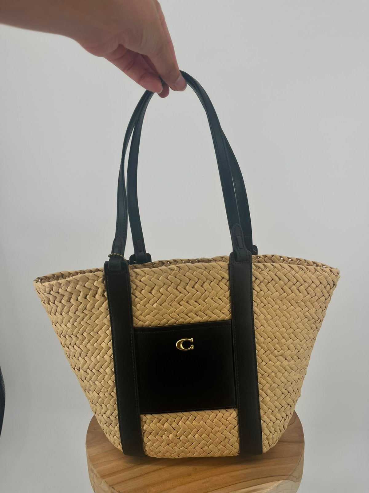 Coach Small Straw Pocket Tote, Coach, Zwart, Shopper, Coach