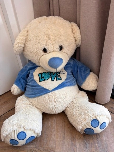 TE KOOP! knuffelbeer 1 meter groot, Ophalen, Beer, Zo goed als nieuw, Wit