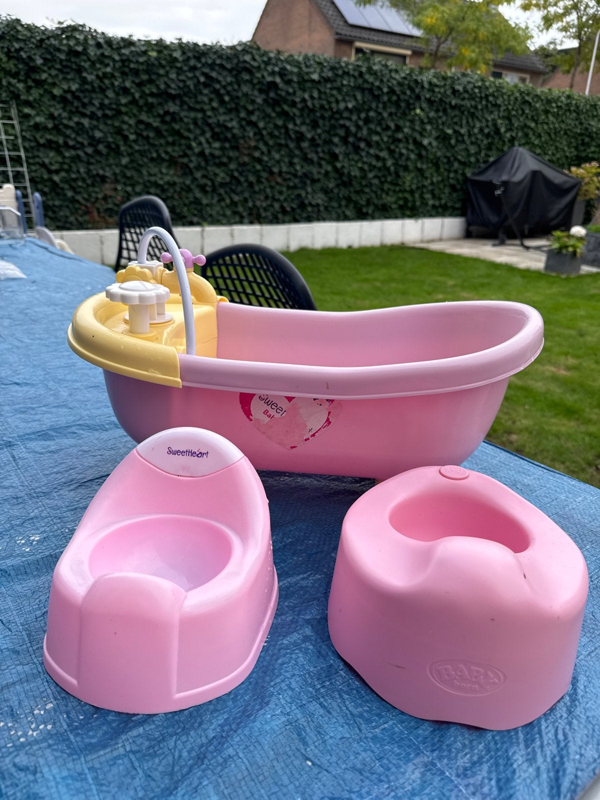 Babybadje en Potjes Roze - Complete Set, Ophalen of Verzenden, Gebruikt, Badje, Overige merken