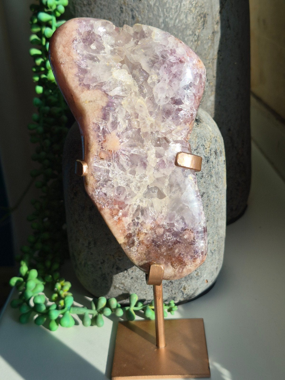 roze chalcedoon met paarse amethist, Verzamelen, Ophalen of Verzenden