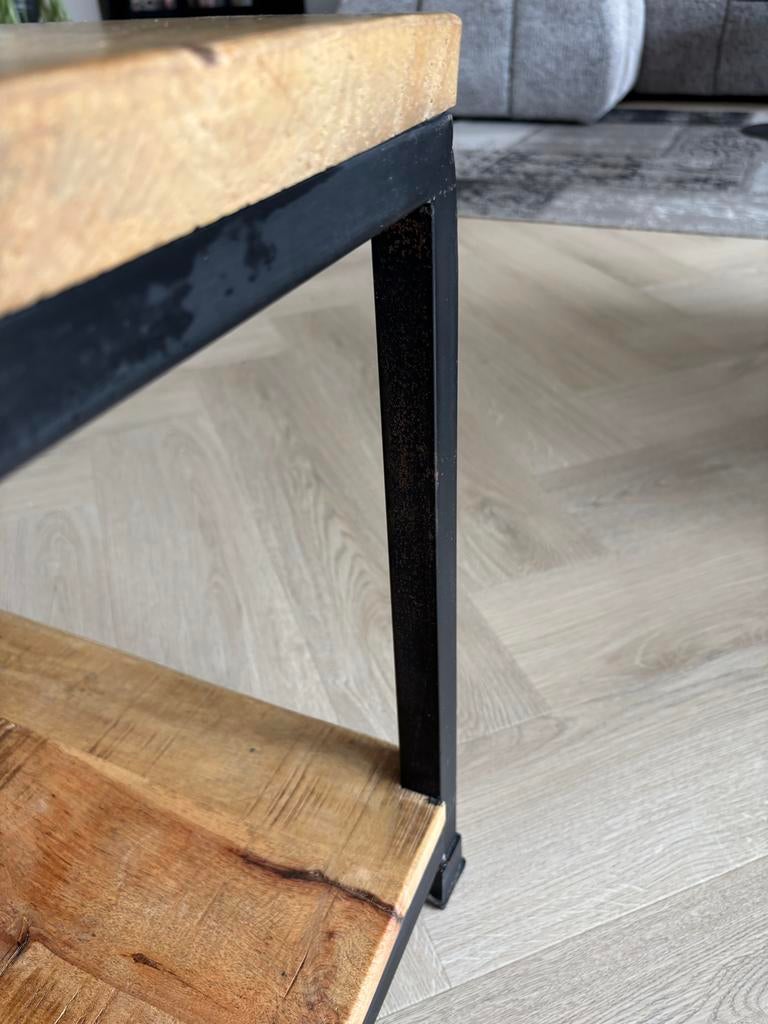 HACO Salontafel 60x60x45 cm - Hout & Metaal, Ophalen, Gebruikt, Vierkant, 50 tot 100 cm