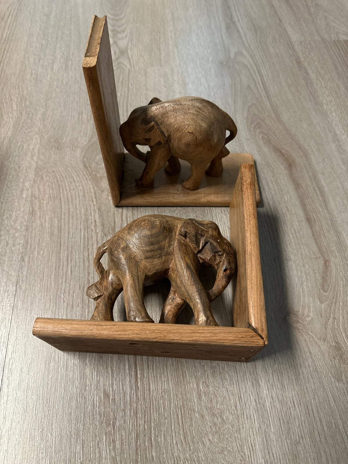 Houten olifant boekensteunen - Set van 2, Hout, Gebruikt, Ophalen of Verzenden, Oosters