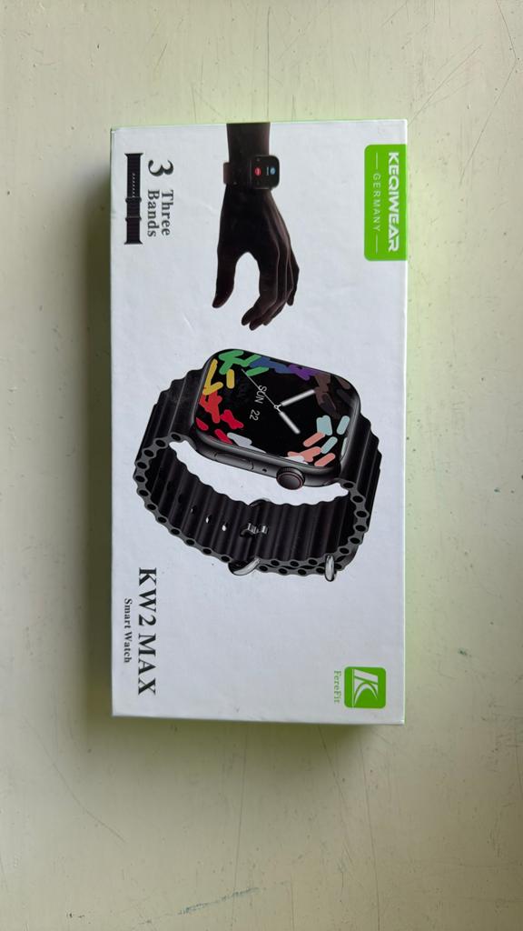 KEQIWEAR KW2 Smartwatch Nieuw In Doos 3 Bandjes, Ophalen, Hartslag, Zwart, Zo goed als nieuw