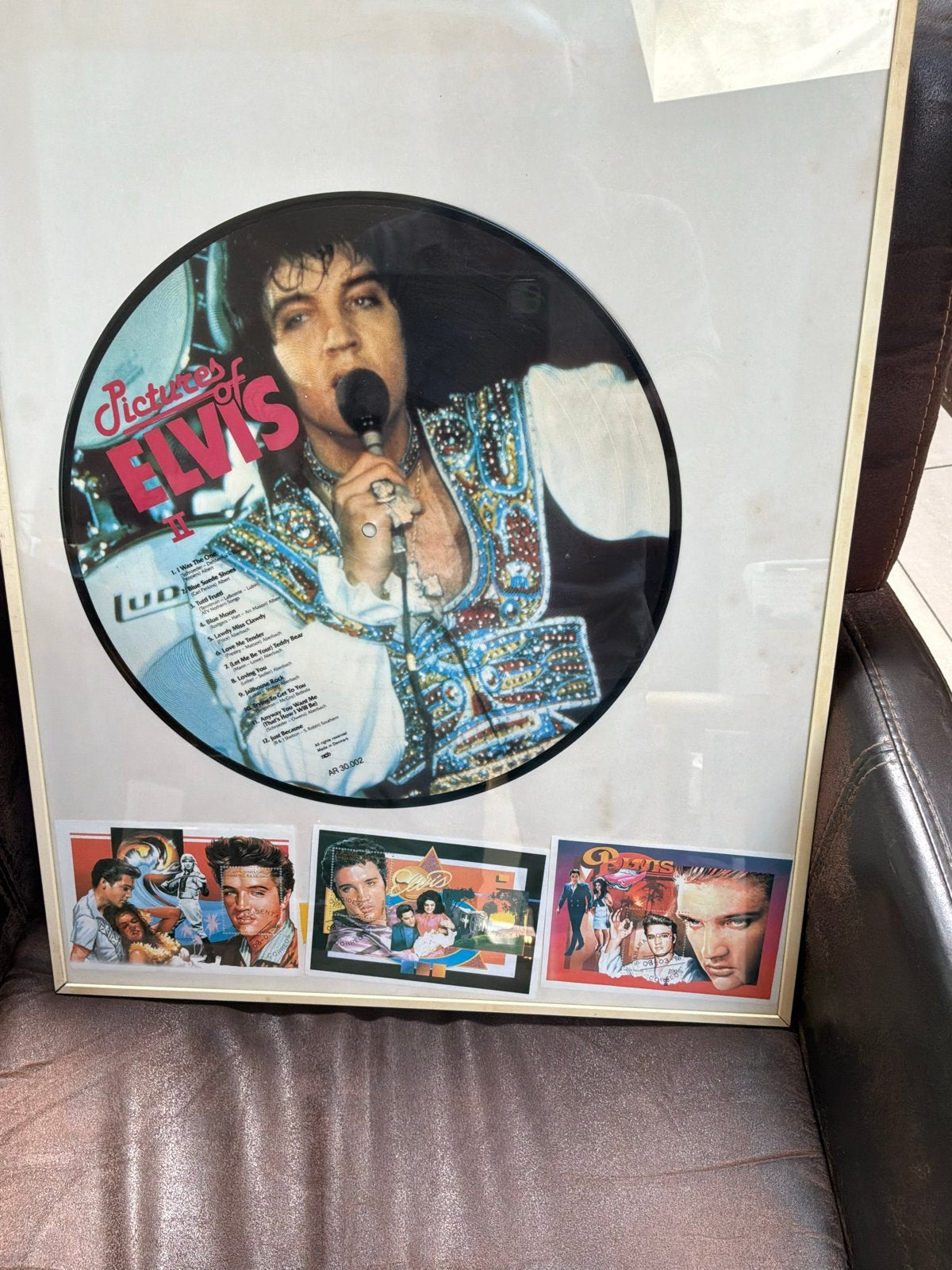 Ingelijste Elvis Presley postzegels en Picture Disc, Ophalen, Gebruikt, Overige typen
