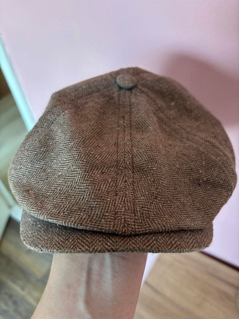 Stetson Premium Flat Cap Bruin Visgraat Zijdemix - 58 cm, Stetson, Nieuw, Ophalen of Verzenden, Pet