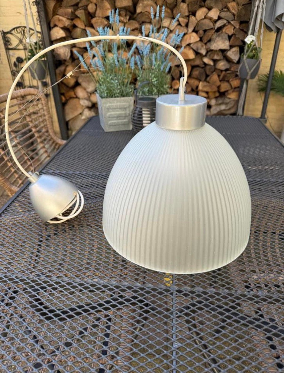 Moderne Hanglamp met Plissé Kap - Stijlvolle Verlichting, Ophalen, Gebruikt, Glas
