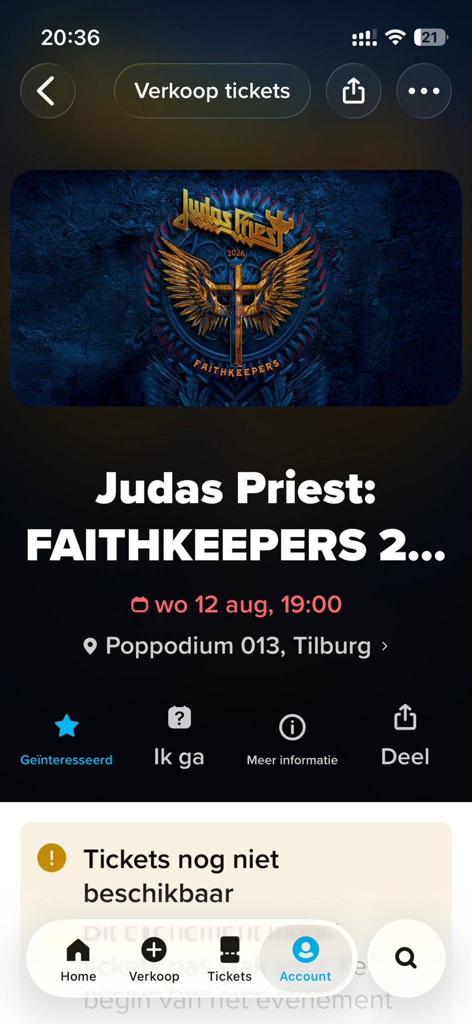 Judas priest Gevraagd 2 kaarten, Tickets en Kaartjes