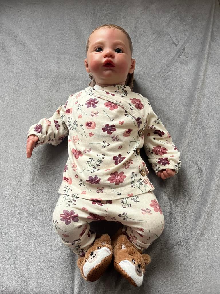 Reborn pop baby 44cm 4 pond poppenbed poppenkleertjes, Ophalen, Zo goed als nieuw, Babypop
