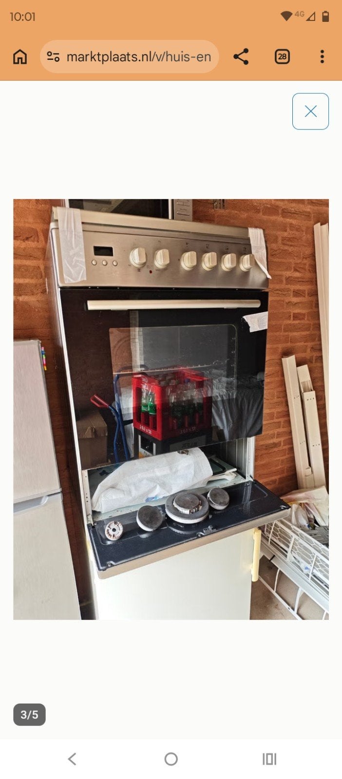 Oven met kookpitjes - 1 pitje ontbreekt, Ophalen, Oven, 60 cm of meer, Vrijstaand