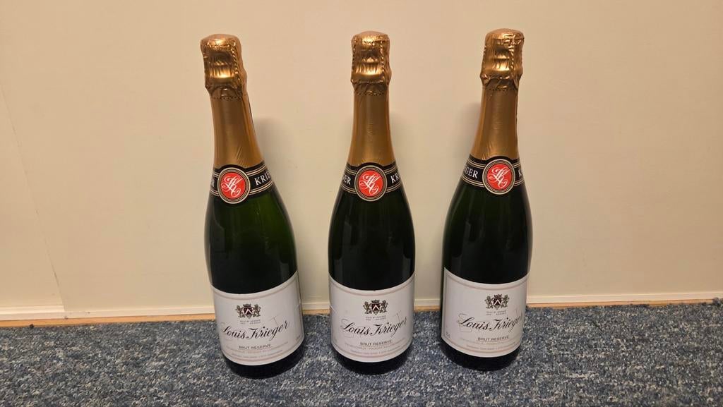 3x Louis Krieger Brut Reserve, Ophalen of Verzenden, Nieuw, Frankrijk, Champagne