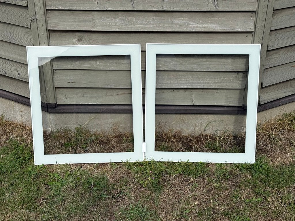 GLASSVIK Vitrinedeur, wit/lichtgroen, 60x64 cm, voor BESTA, Ophalen, Nieuw, 50 tot 100 cm, Glas