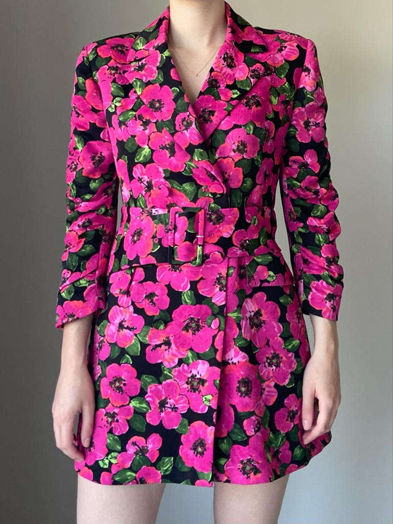 Zara - Limited Edition Blazerdress Roze Bloemen Maat L, Verzenden, Maat 42/44 (L), Zo goed als nieuw, Roze
