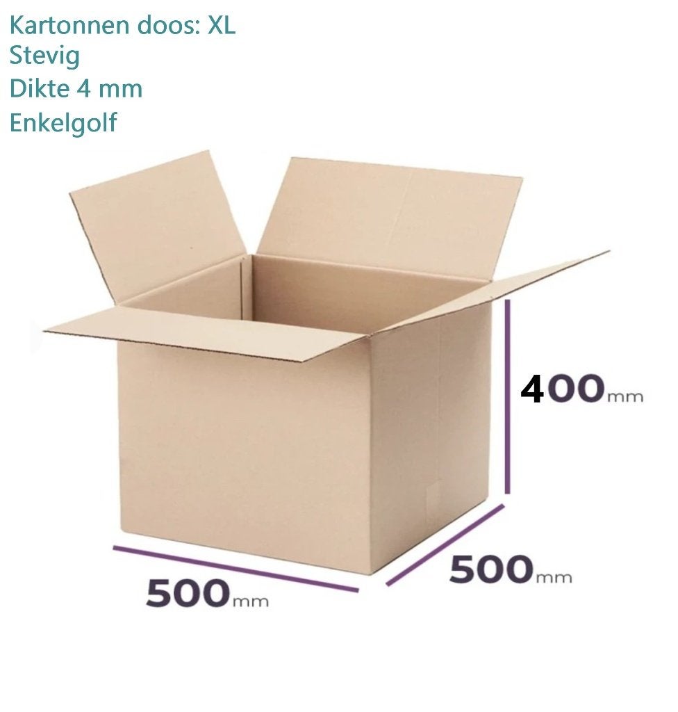 Verhuisdozen, Extra Sterk, XL 50x50x40 cm 10 stuks, NIEUW!, Ophalen, Doos, 40 tot 60 cm, Opvouwbaar
