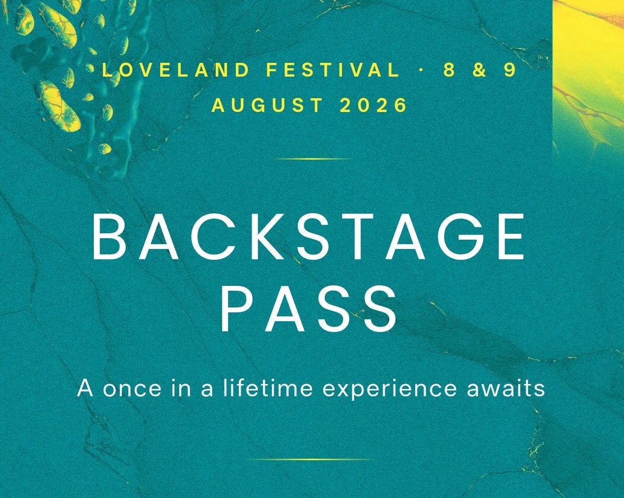 1 ticket voor Loveland 8-9 augustus., Eén persoon