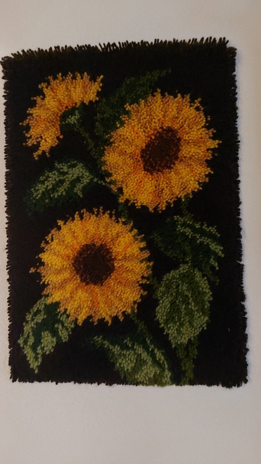 Vintage wandkleed met zonnebloemen - Handgemaakt, Ophalen, Vintage, Meerkleurig, Zo goed als nieuw