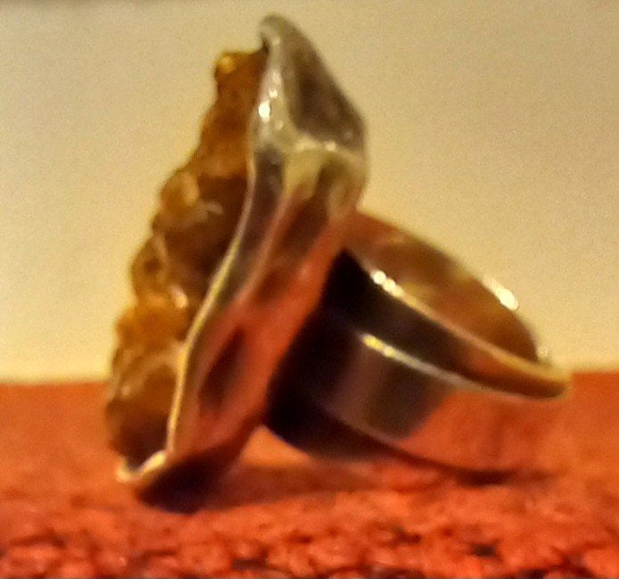 Zilveren ring met oranje/bruine steen - Maat 12.29, Sieraden, Tassen en Uiterlijk, Gebruikt, Oranje, Ophalen of Verzenden, Kleiner dan 17