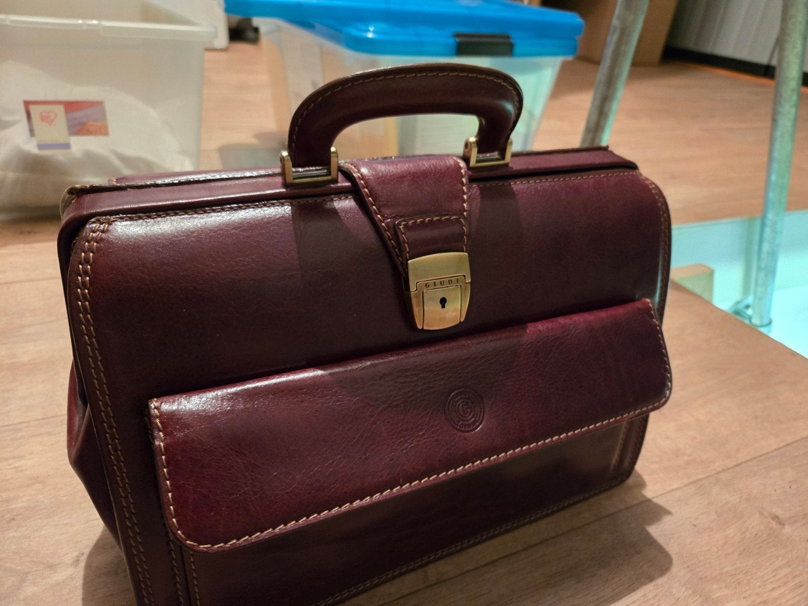 Giudi Leren Handtas - Bruin, Sieraden, Tassen en Uiterlijk, Tassen | Damestassen, Verzenden, Zo goed als nieuw, Bruin, Handtas