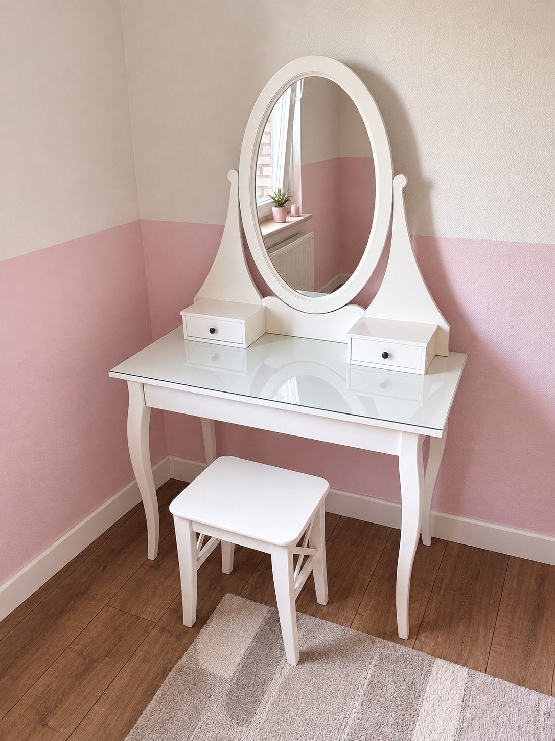 Kaptafel + krukje HEMNES ikea, Ophalen, 100 tot 150 cm, 50 tot 100 cm, Zo goed als nieuw