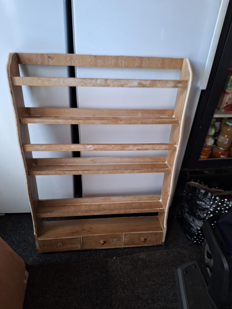 Houten rek met 2 laadjes River mason, Zo goed als nieuw, Minder dan 100 cm, 25 tot 50 cm, Overige houtsoorten