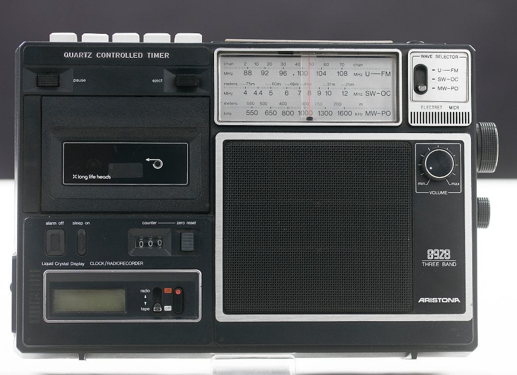 Radio cassette recorder Aristona 8928 Three Band, Ophalen of Verzenden, Gebruikt, Radio