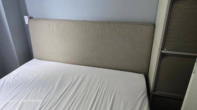 IKEA Bed 140x200 - Gestoffeerd, pocketveringmatras & topper, Ophalen, Gebruikt, Beige, Tweepersoons