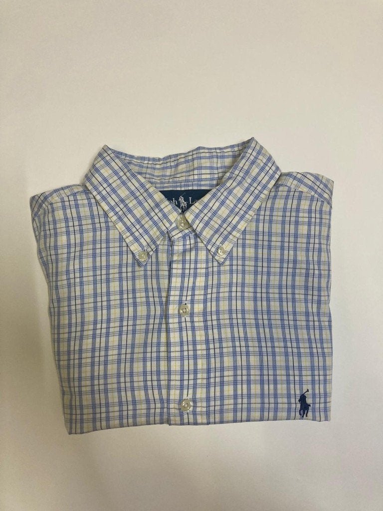 Ralph Lauren Overhemd – L - 16¼ - Custom Fit - Blue White, Blauw, Ralph Lauren, Ophalen of Verzenden, Zo goed als nieuw