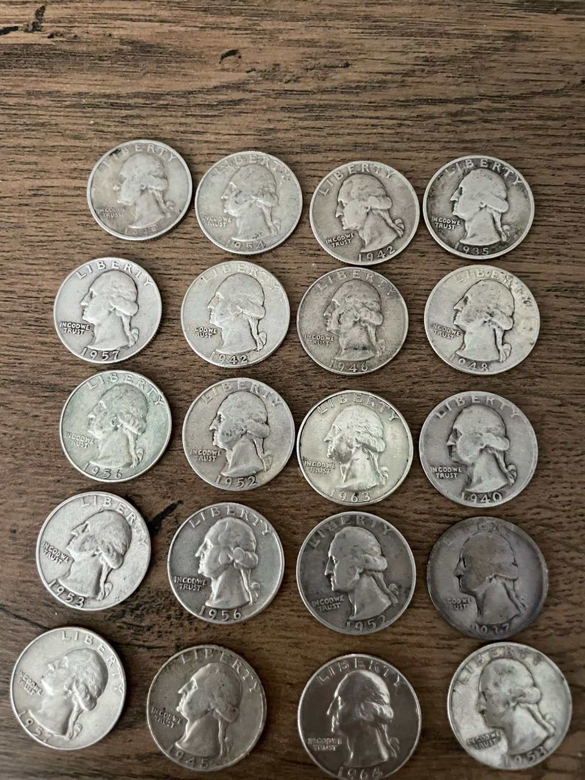 20 x zilveren munten USA washington quarter dollar. Zilver, Ophalen of Verzenden, Noord-Amerika, Zilver