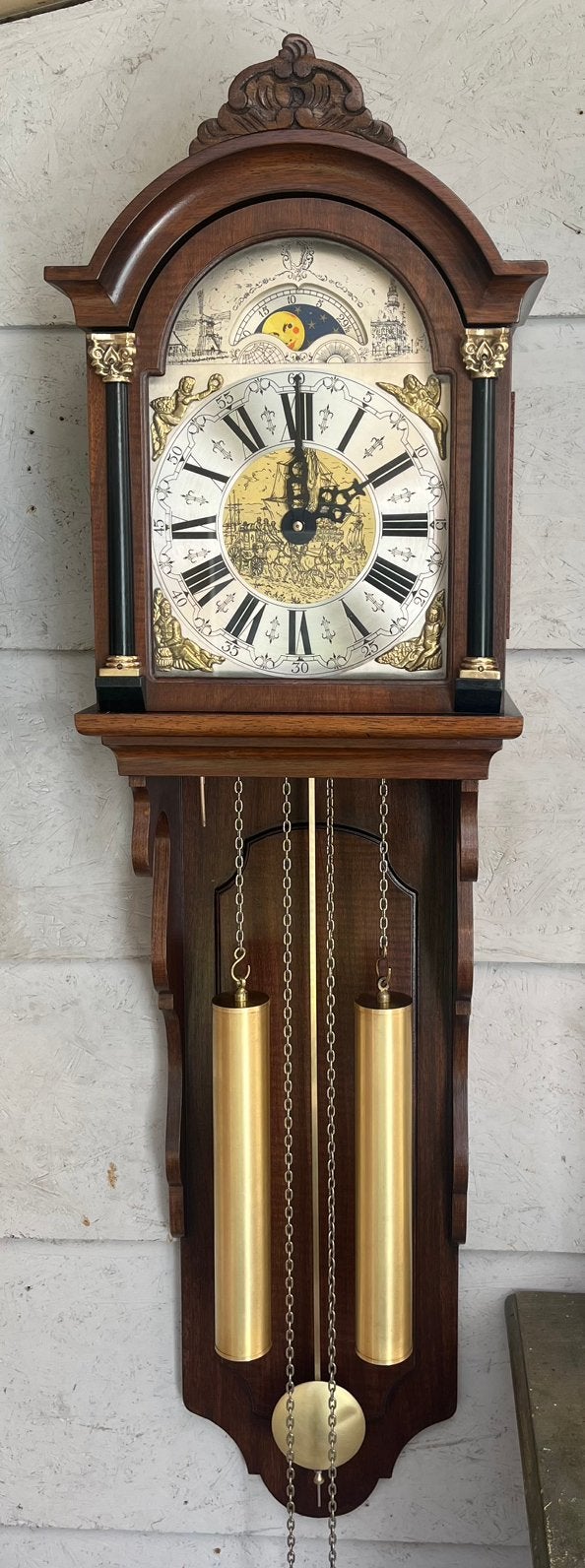 Grote minder vaak voorkomende Friese Staartklok/wandklok, Antiek en Kunst, Antiek | Klokken, Ophalen