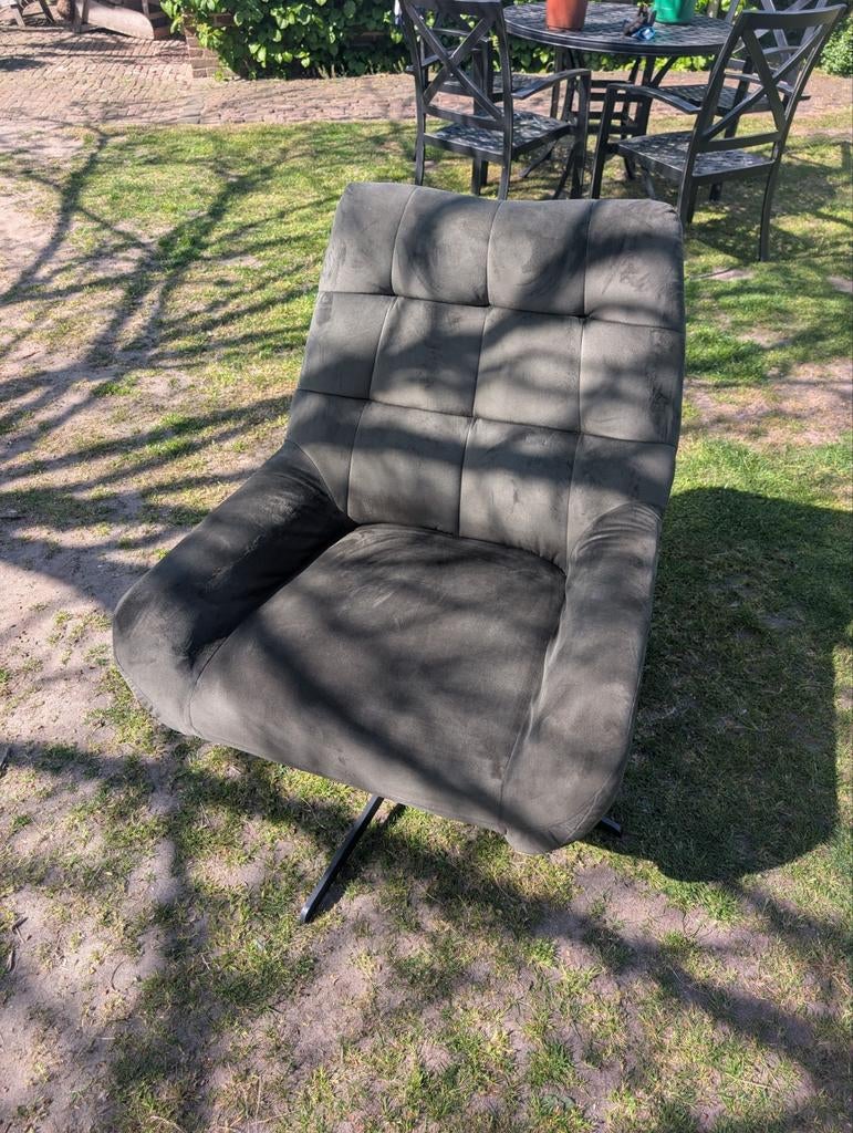 Mosgroene velvet draaistoel, Huis en Inrichting, Stoelen, Ophalen, Gebruikt, Overige kleuren, Stof