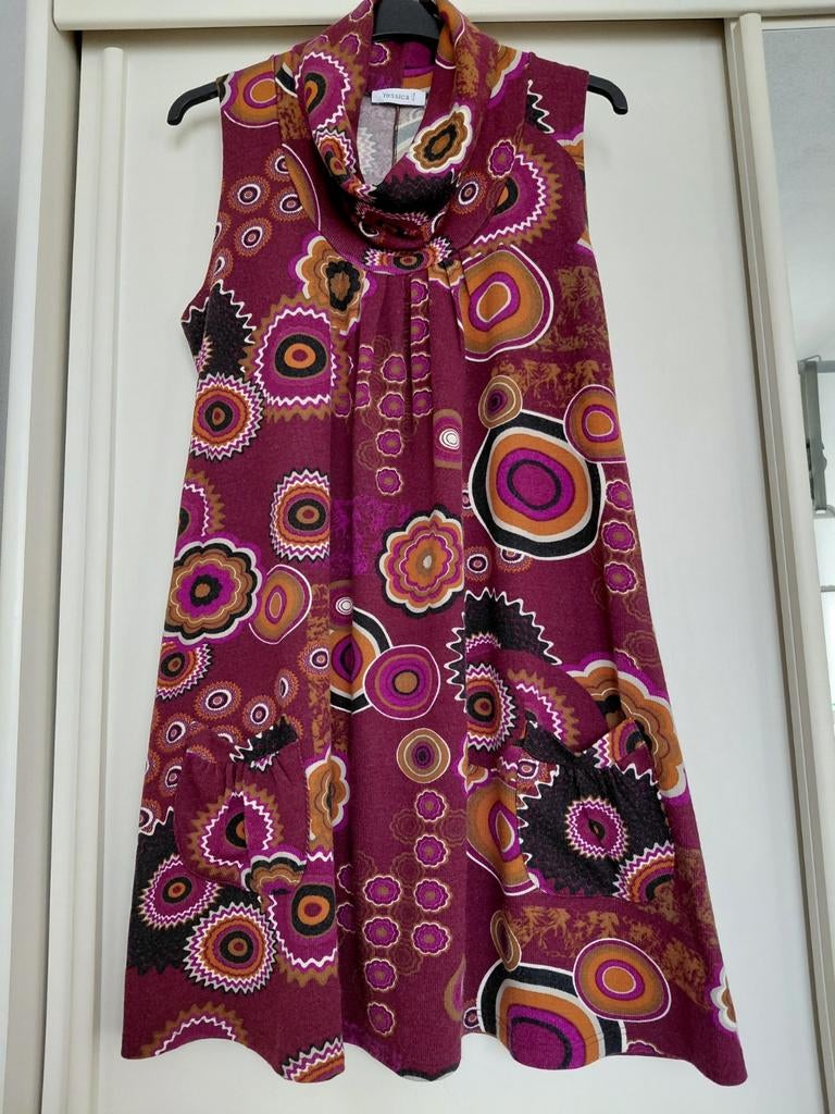 Yessica mouwloze jurk met col en print, maat L, Kleding | Dames, Jurken, Overige kleuren, Yessica, Maat 42/44 (L), Ophalen of Verzenden