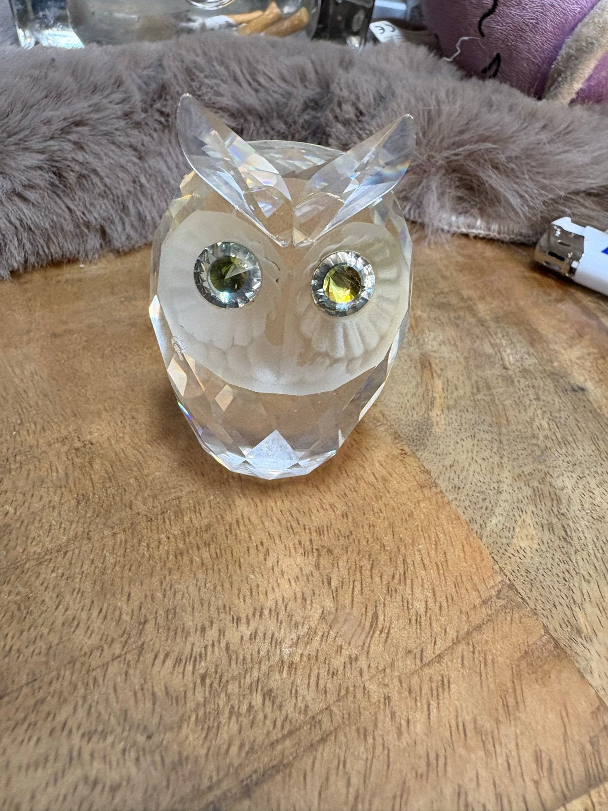 Swarovski Kristallen Uil met Groene Ogen, Verzamelen, Ophalen of Verzenden, Zo goed als nieuw, Figuurtje